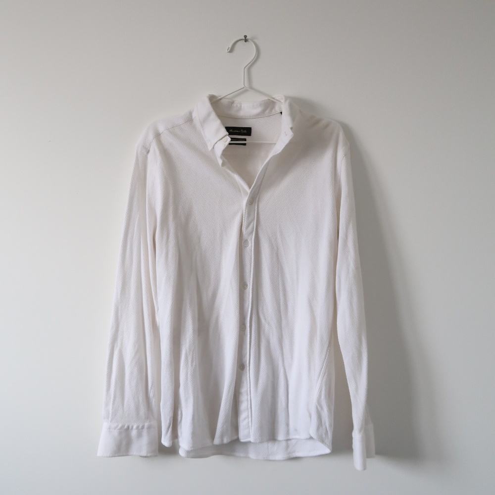 Massimo Dutti White Casual Button-Down Shirt